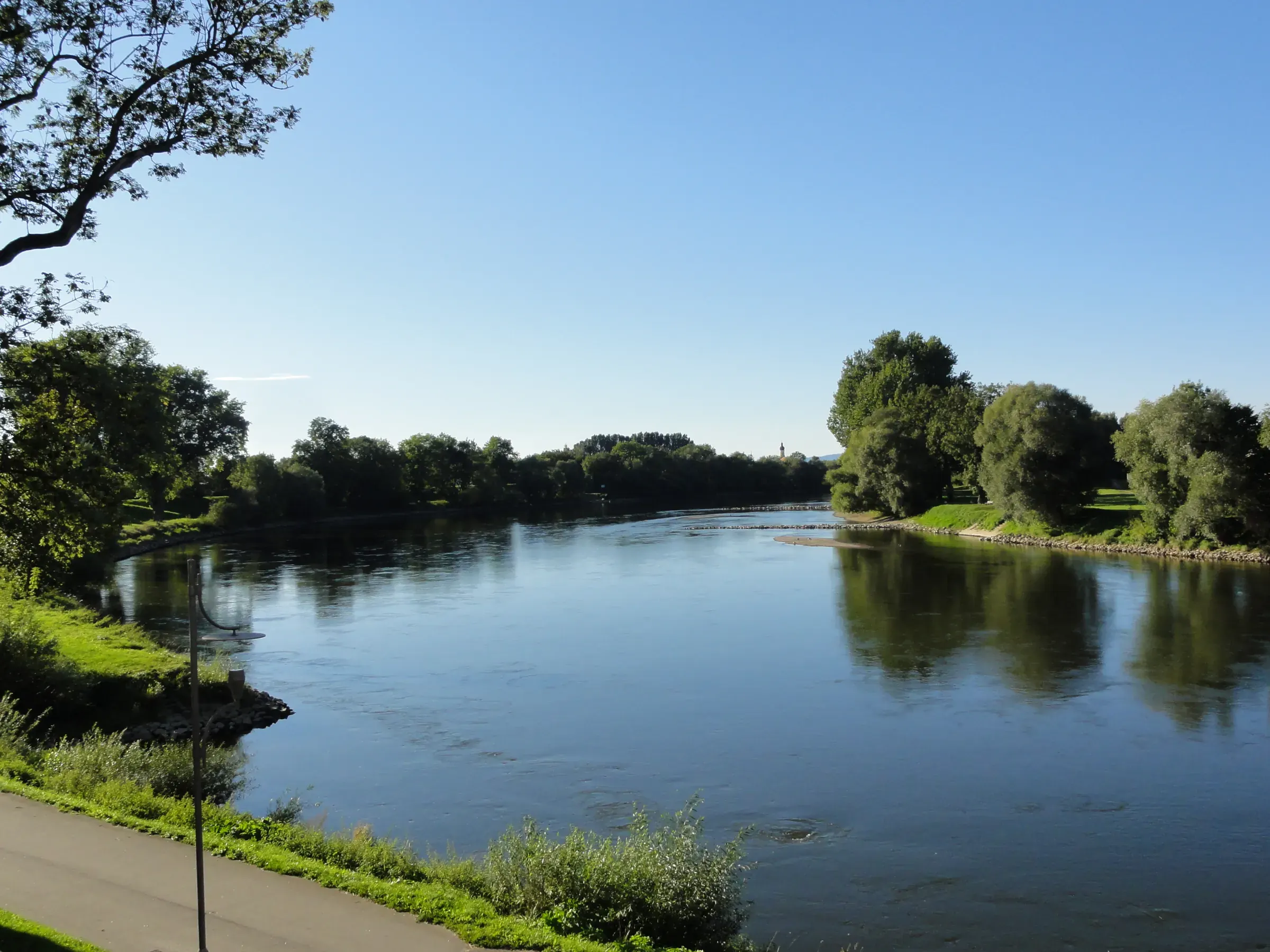 Die Donau bei Straubing mit Auwald am Ufer